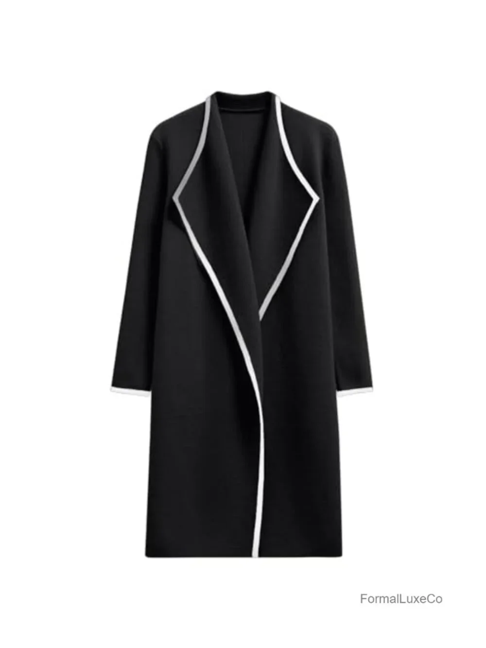 CHICWISH Women Contrast Edge Open Front Knit Cardigan Lightweight Long